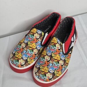 Pokemon The Original Four Types Boy's Low Top Slip On Shoes Multi-Color Size 5